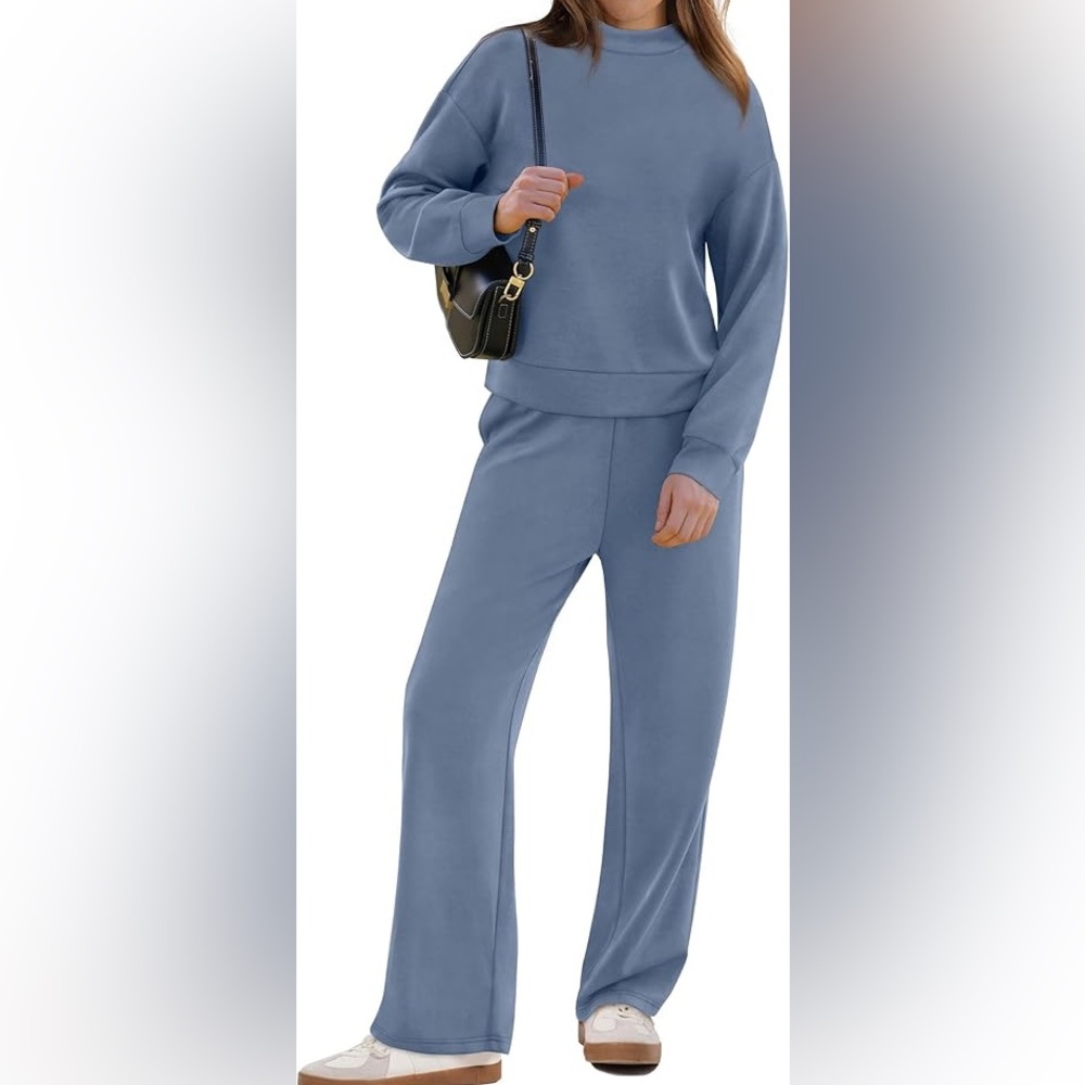 Wide Leg Lounge Jumpsuit - Dusty Blue